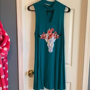 Teal Bull Head Dress Size Medium